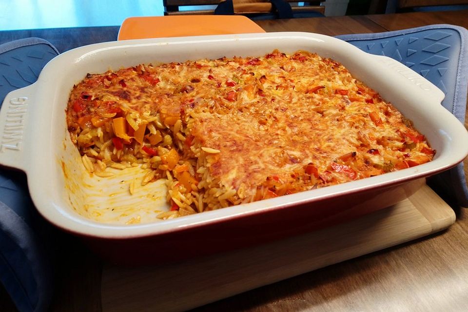 Kritharaki - Auflauf mit Kürbis und Paprika