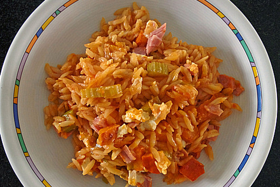 Kritharaki - Auflauf mit Kürbis und Paprika