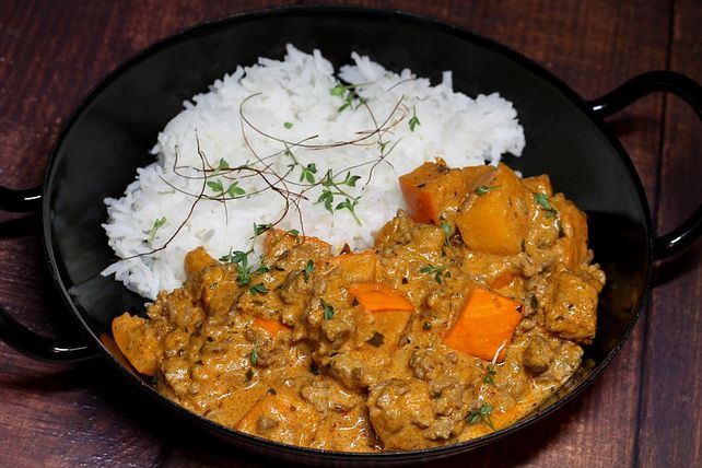 Kürbis-Pfanne mit Hackfleisch von yummie| Chefkoch