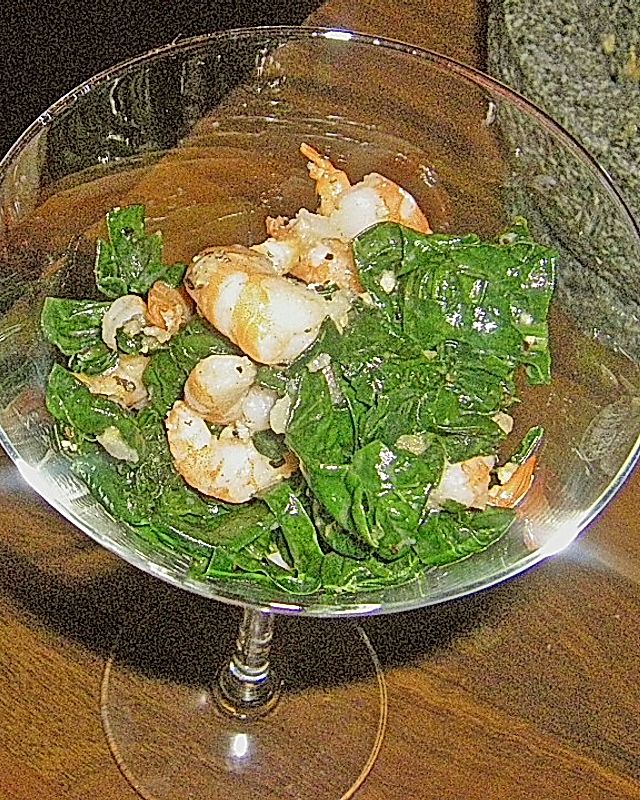 Garnelen - Cocktail mit Spinat