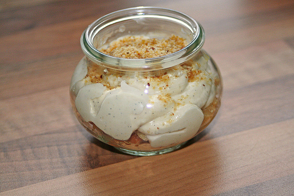 Mascarpone - Marzipancreme mit Lebkuchen und Himbeeren