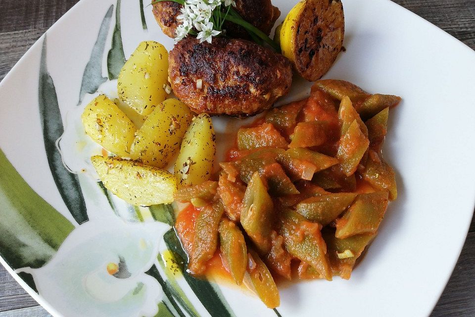 Grüne Bohnen in Tomatensauce, libanesisch