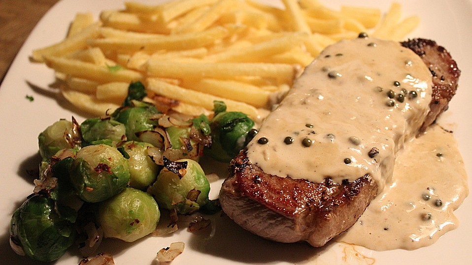 Rindersteak mit Cognacsauce und grünem Pfeffer von Nessi681