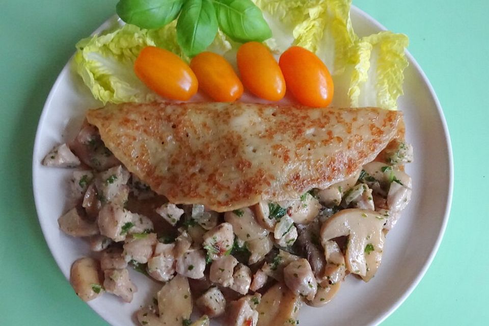 Pfannkuchen mit Champignon - Fleisch - Füllung