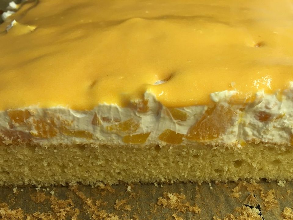 Pfirsich-Maracuja-Kuchen vom Blech von AndernacherMädchen| Chefkoch