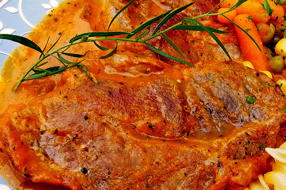 Nackenbraten in Estragon - Tomaten - Sauce