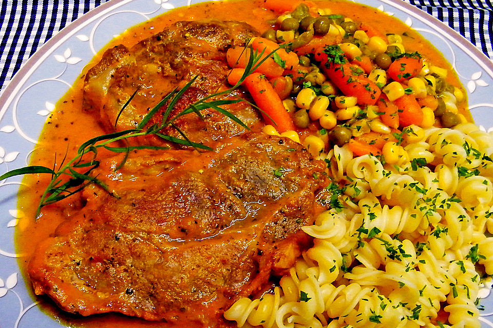 Nackenbraten in Estragon - Tomaten - Sauce