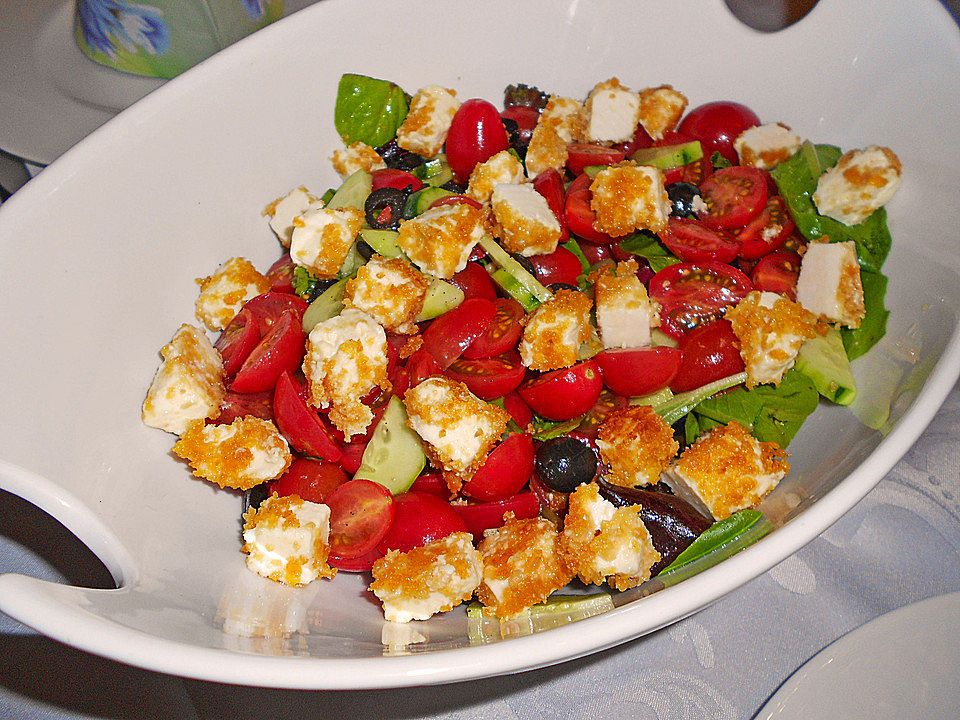 Griechischer Salat mit gebratenem Feta von jansra | Chefkoch