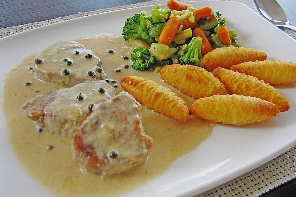 Schweinemedaillons in Pfefferrahmsauce