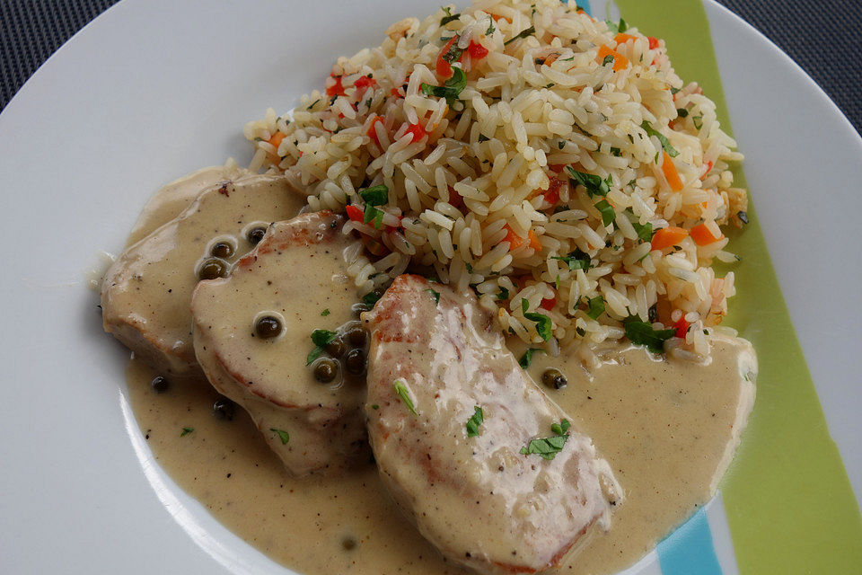 Schweinemedaillons in Pfefferrahmsauce