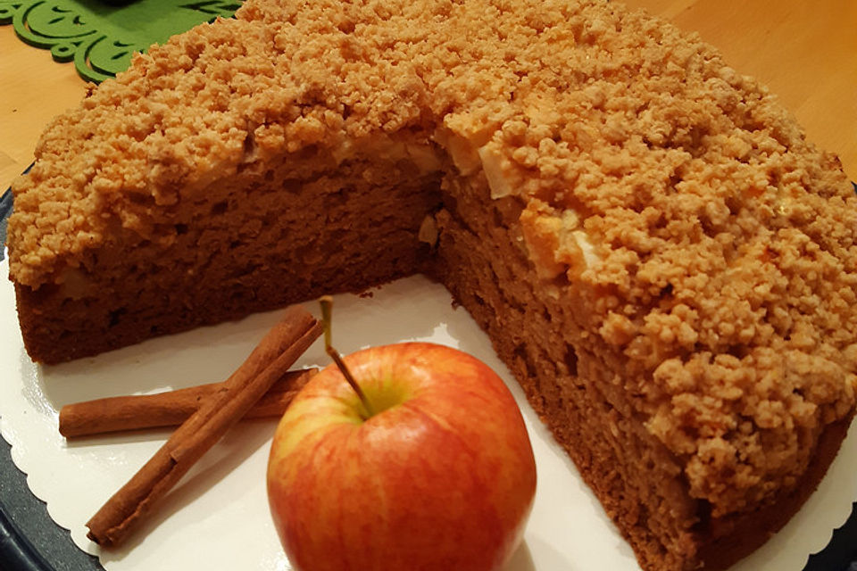 Veganer Apfelkuchen  mit Zimtstreuseln