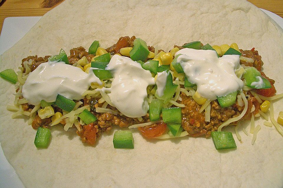 Tortilla mit Hackfleischfüllung