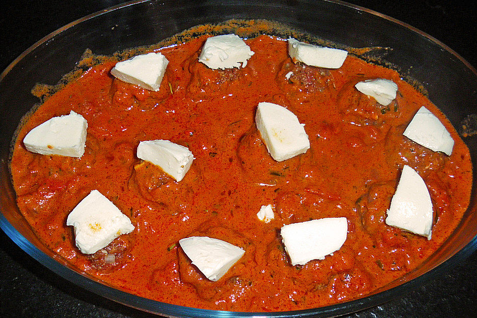 Hackbällchen mit Tomatensauce und Mozzarella