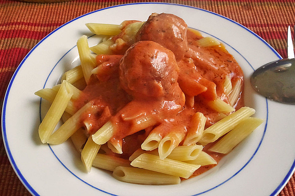 Hackbällchen mit Tomatensauce und Mozzarella