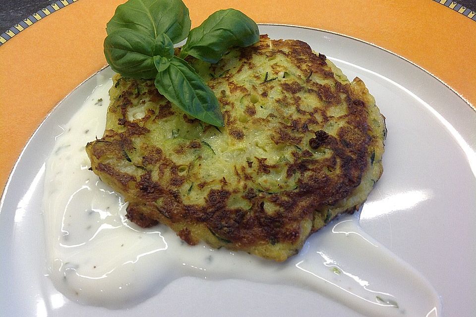 Zucchini-Küchlein mit Joghurtdip