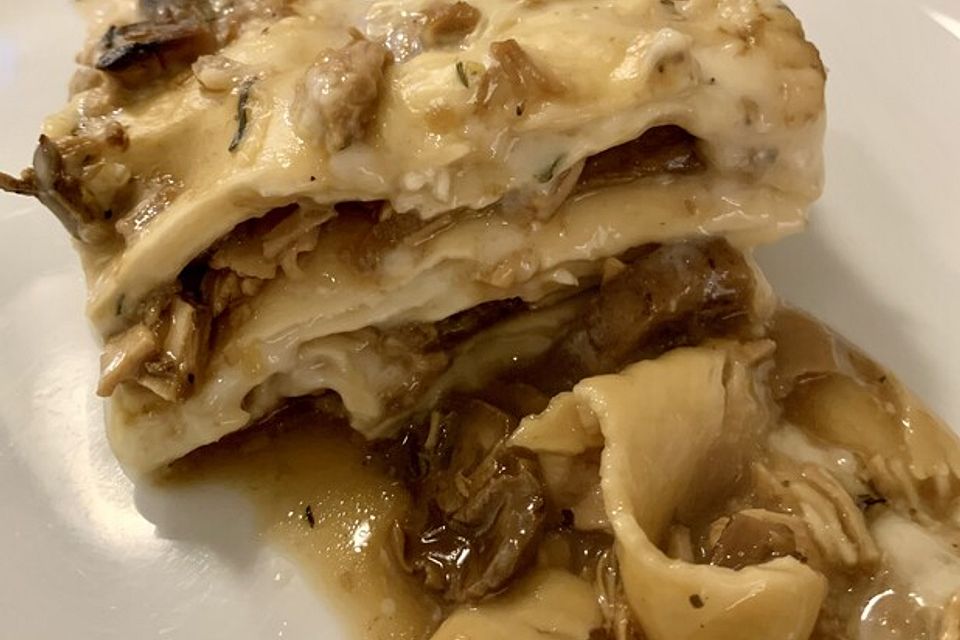 Lasagne mit Pilz - Hähnchenragout