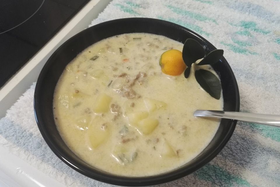 Hackfleisch-Lauch-Suppe