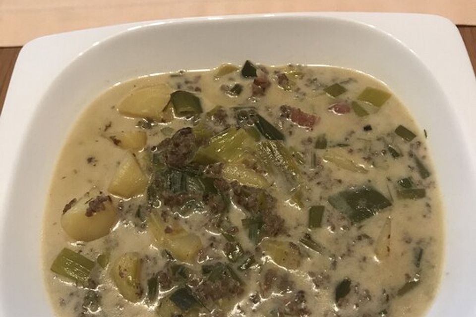 Hackfleisch-Lauch-Suppe