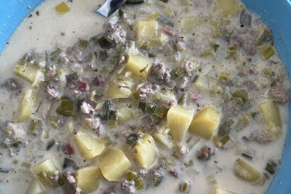 Hackfleisch-Lauch-Suppe