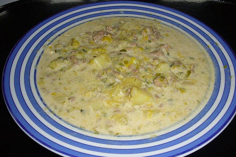 Hackfleisch-Lauch-Suppe