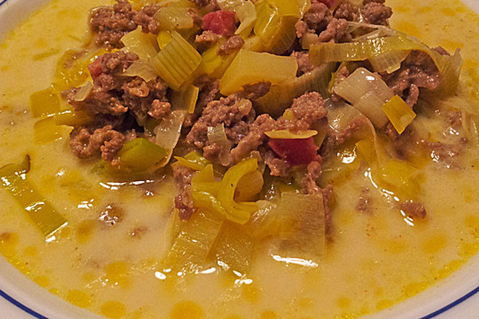 Hackfleisch-Lauch-Suppe