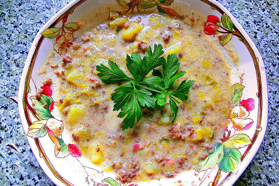 Hackfleisch-Lauch-Suppe