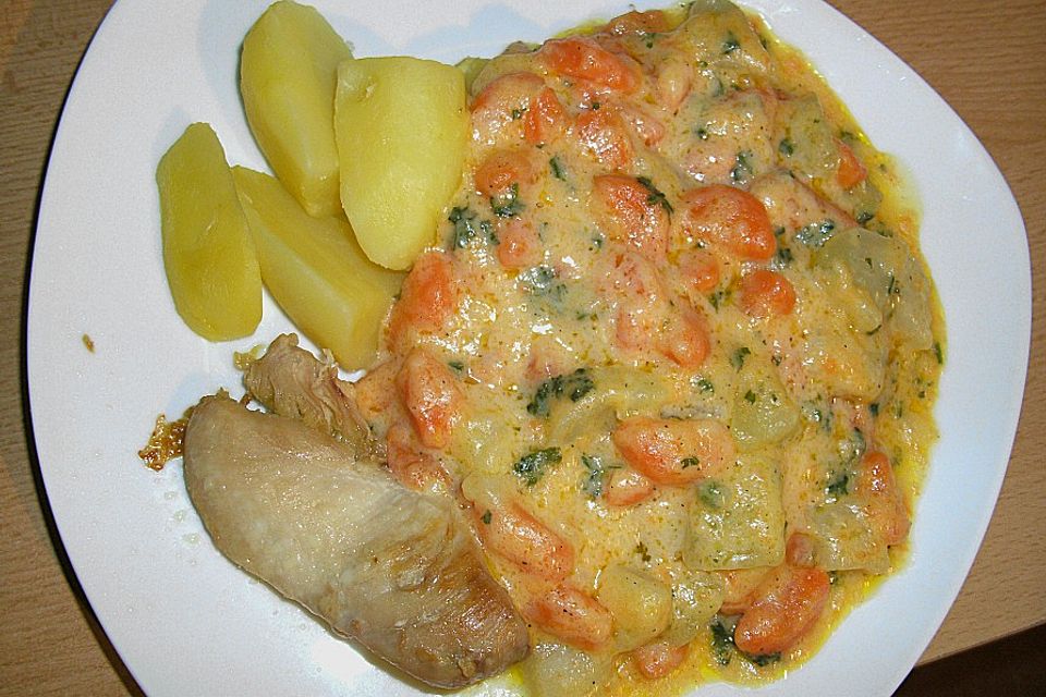 Wurzel - Kohlrabigemüse in einer Petersiliensauce