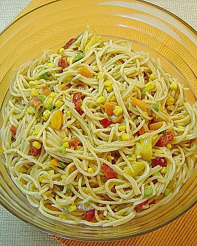 Spaghetti - Salat mit Mango - Chutney