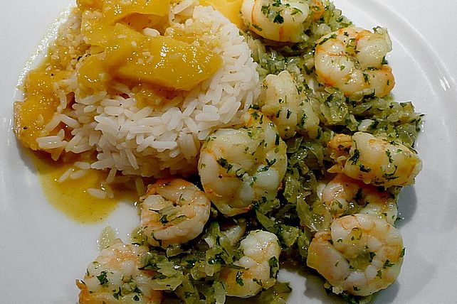 Riesengarnelen mit Mango - Erdnuss - Sauce von plumbum| Chefkoch