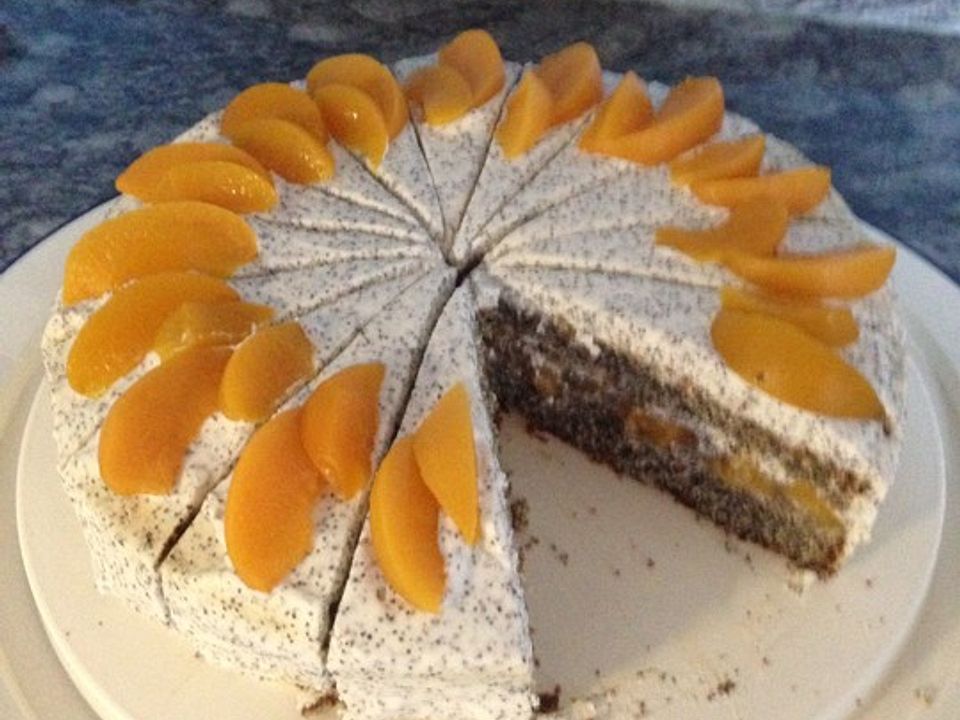 Pfirsich - Mohn - Torte von kaddistar| Chefkoch