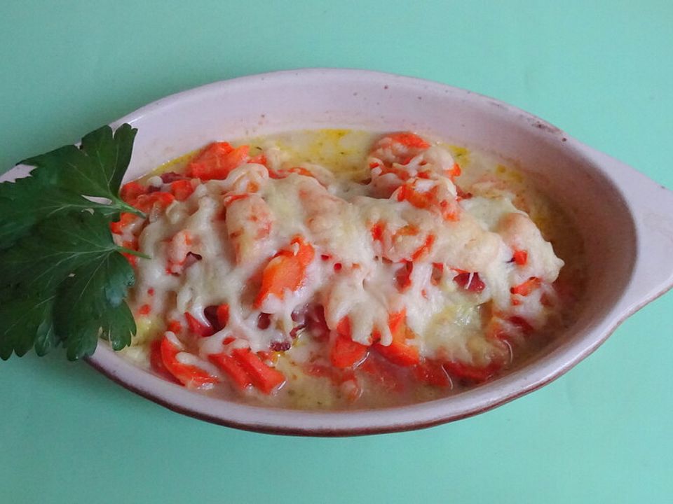 Putenschnitzel in Karotten - Zwiebelsoße überbacken von Pastaramona ...