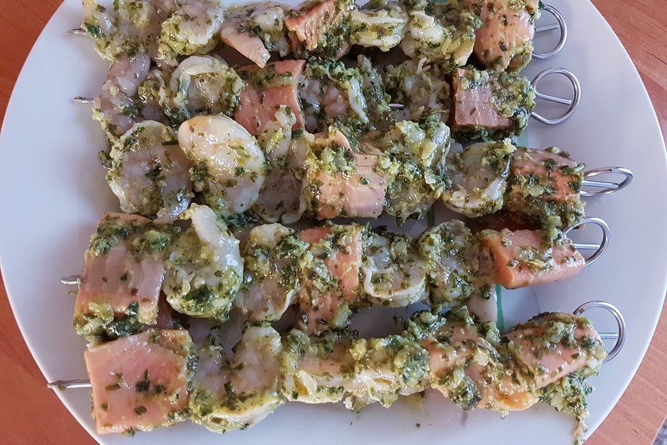 Scampi - Lachsspieß