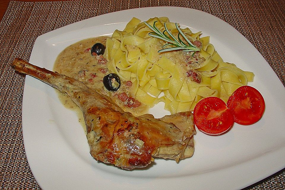 Kaninchen in Sahnesauce