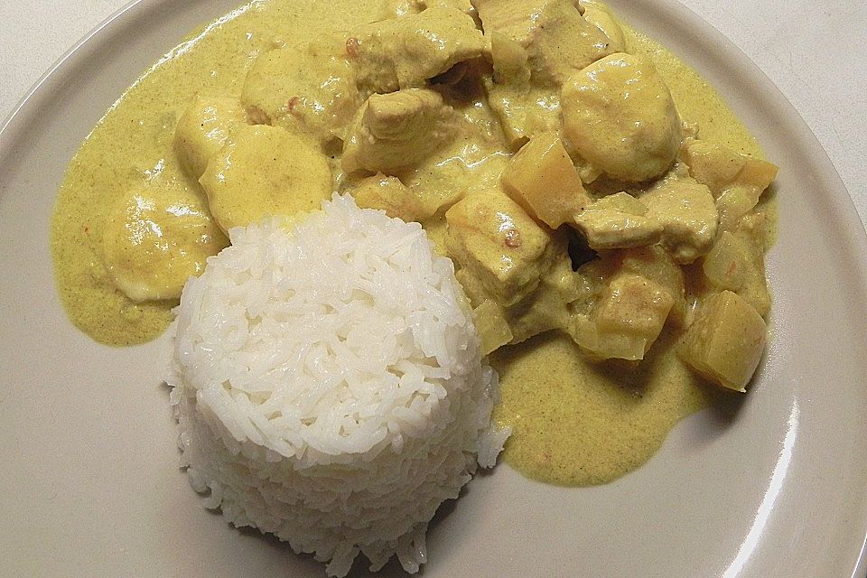 Hähnchencurry auf Reis