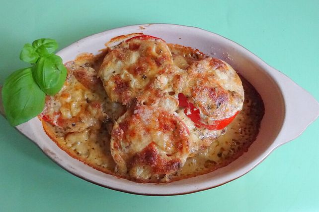 Überbackene Putenschnitzel mit Tomate und frischem Parmesan von charise ...