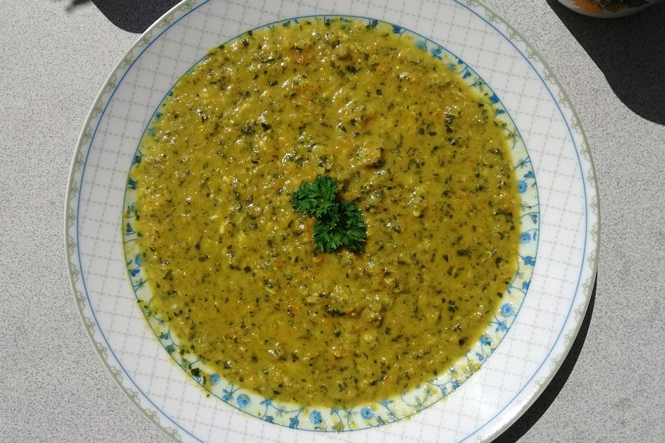 Karotten - Spinat - Suppe mit Linsen