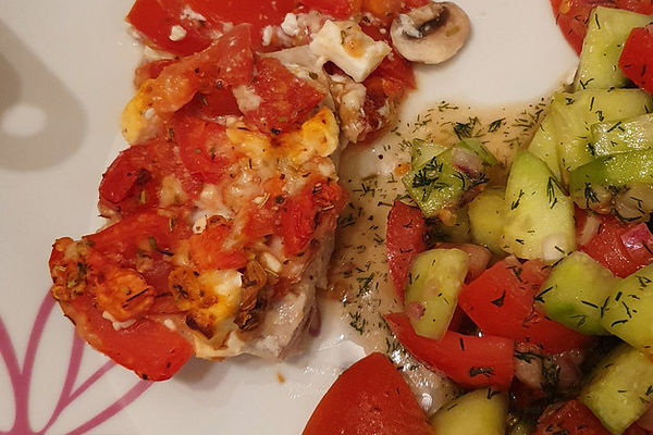 Alaska-Seelachsfilet überbacken, mit Tomaten und Mozzarella von ...