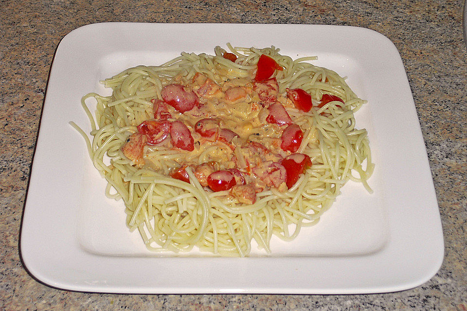 Spaghetti mit würziger Brunch - Sauce