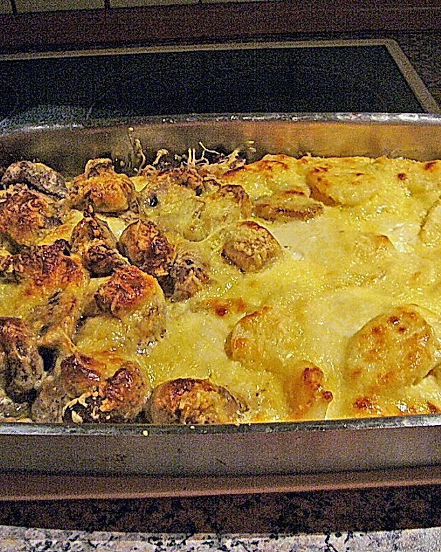 Filetgratin mit Champignons und Kartoffelscheiben