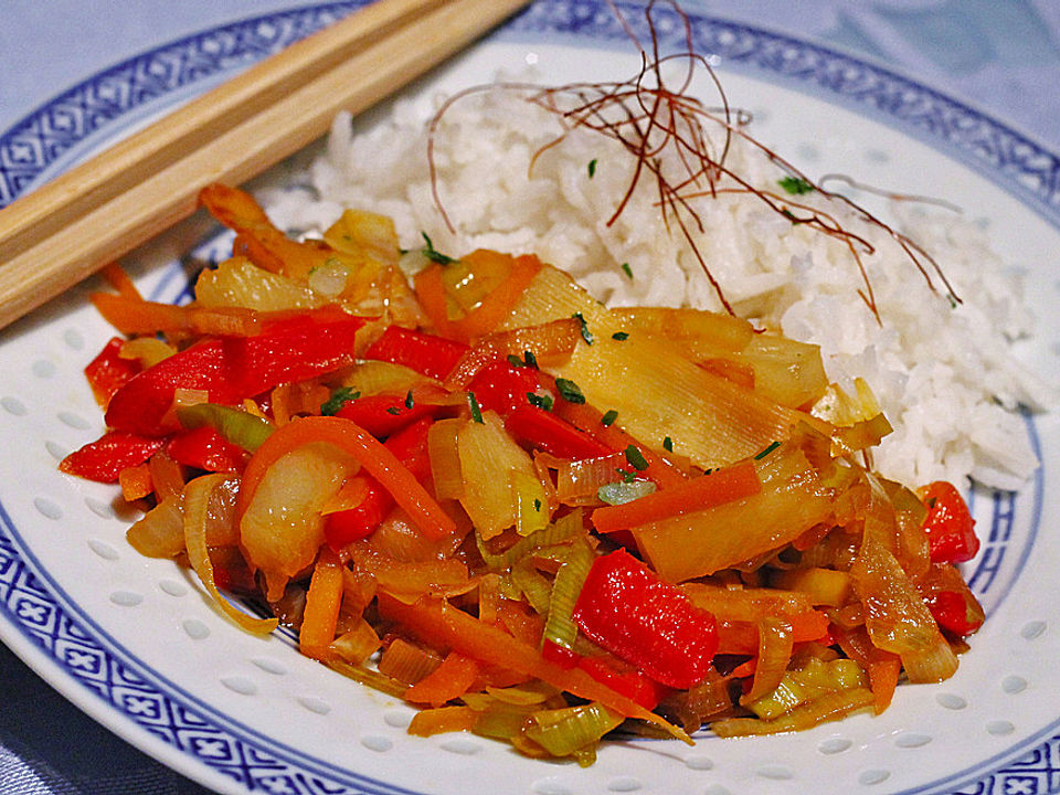 Asiatisch - scharfe Gemüsepfanne mit Ananas von Tokasch| Chefkoch
