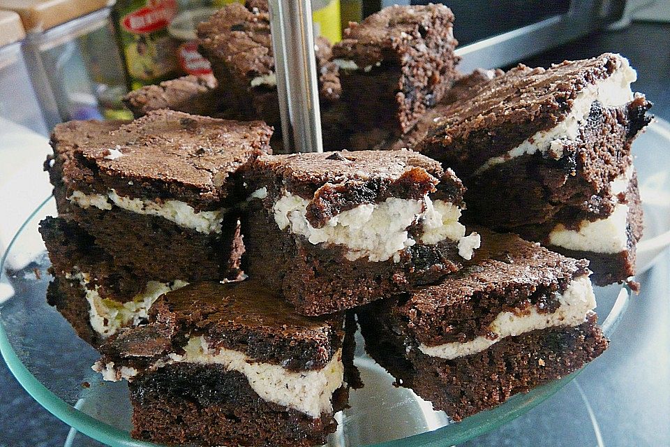 Oreo Brownies with Cream Cheese Swirls