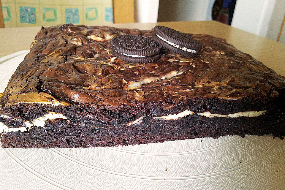 Oreo Brownies with Cream Cheese Swirls