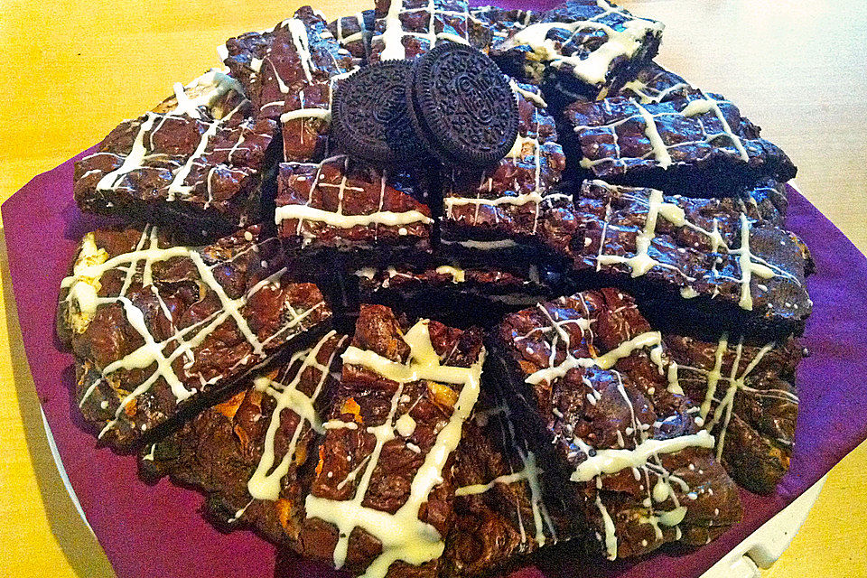 Oreo Brownies with Cream Cheese Swirls