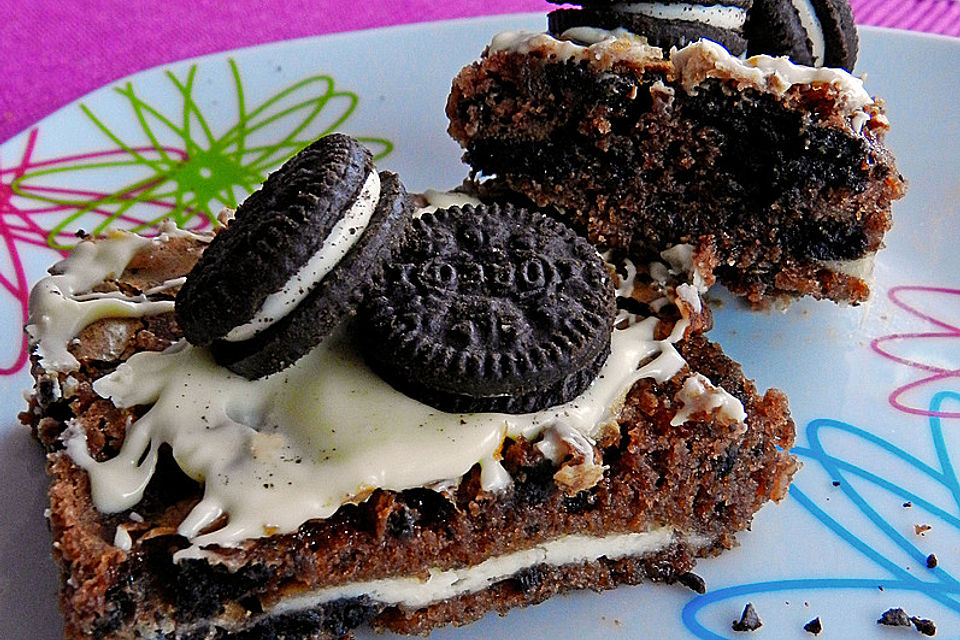 Oreo Brownies with Cream Cheese Swirls