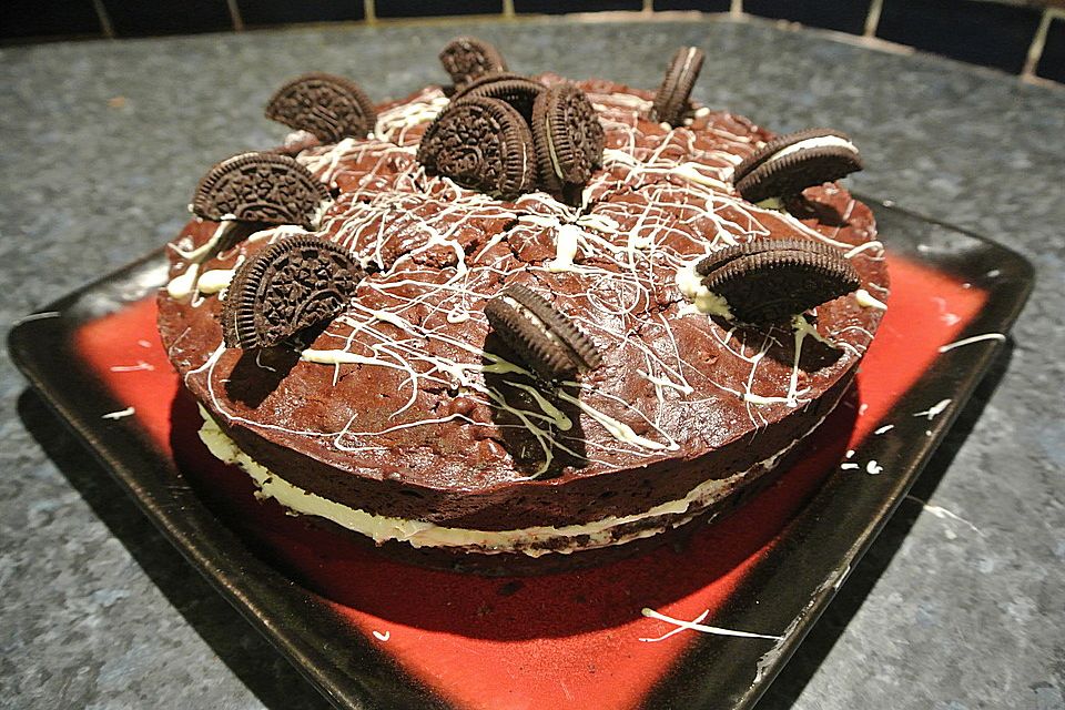 Oreo Brownies with Cream Cheese Swirls