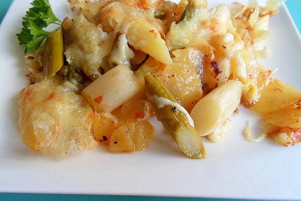 Spargel - Kartoffel - Gratin mit Thymian