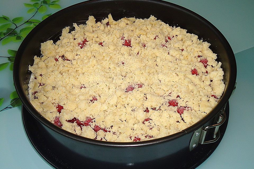 Rhabarberkuchen mit Quarkcreme und Streuseln