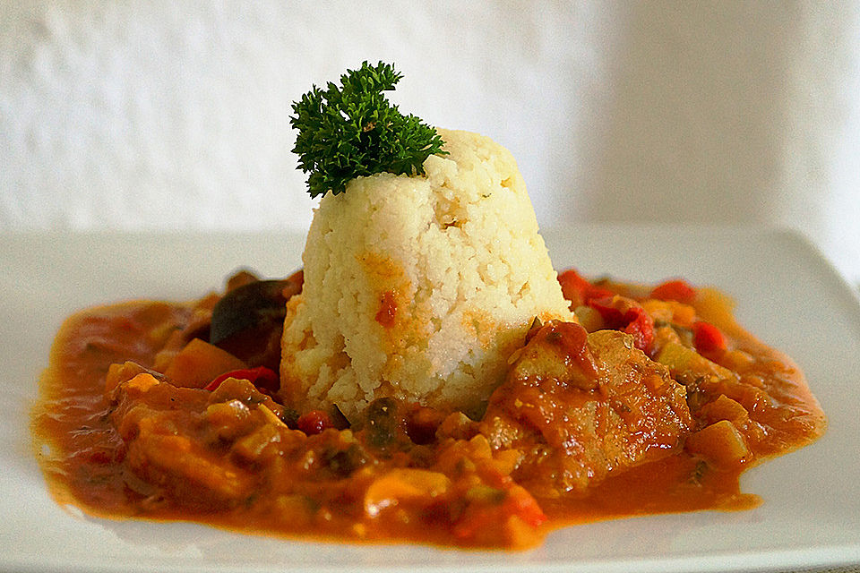 Couscous mit Hähnchen in mediterraner Sauce