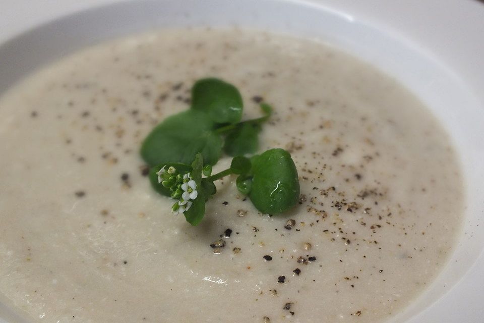 Weiße Rüben-Cremesuppe mit Ziegenfrischkäse