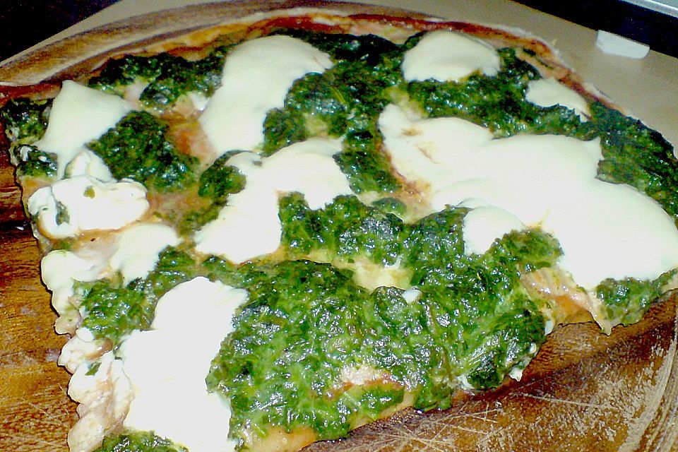 Lachs - Spinat - Pizza